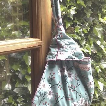 shoulder bag turquoise or hippy flowers tote reversible two for one