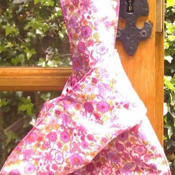 pink floral small knot bag reversible white with red spots