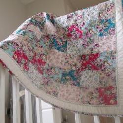 Retro roses patchwork quilt